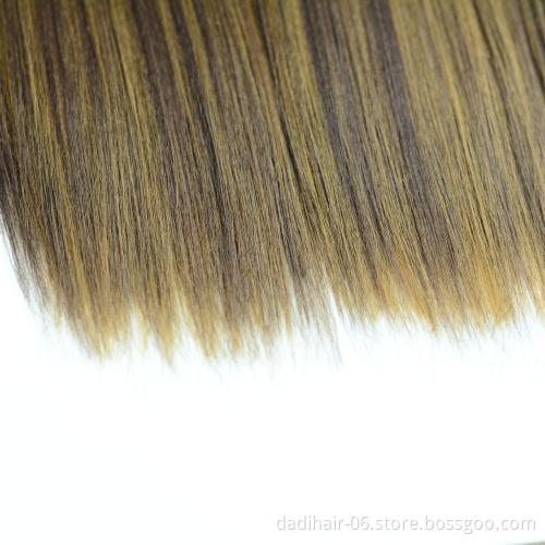 Cheap Synthetic Hair Bundles One Piece,Can Straighten Piano Color Double Weft Heat Resistant Fiber Hair Weave Yaki Straight 100g